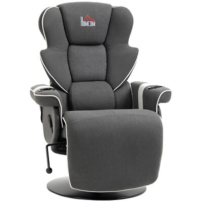 Manual Recliner Swivel Lounge Armchair with Footrest Cup Holder