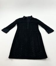 Talbots Dress Women’s 6 Black Sheath Dress Buttons Long Sleeve Eyelet Collard
