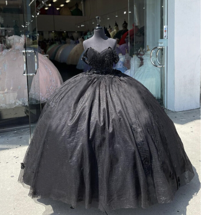 Black Quinceanera Dresses Off the Shoulder Sweet 15 16 Prom Pageant Ball  Gowns | eBay