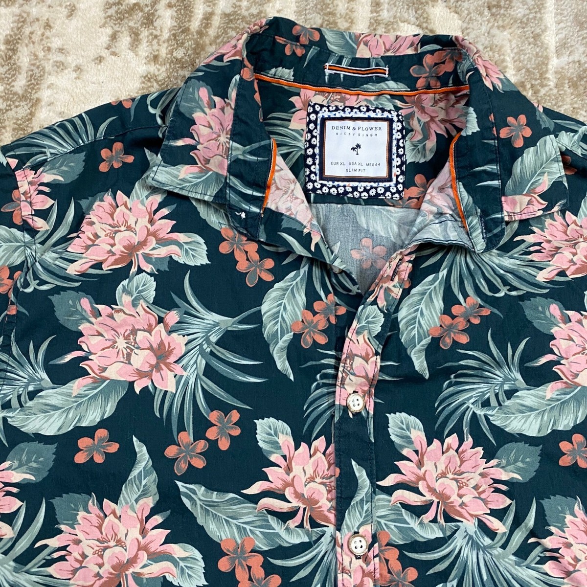 DENIM & FLOWER FLORAL X S/S BUTTON UP SHIRT | eBay