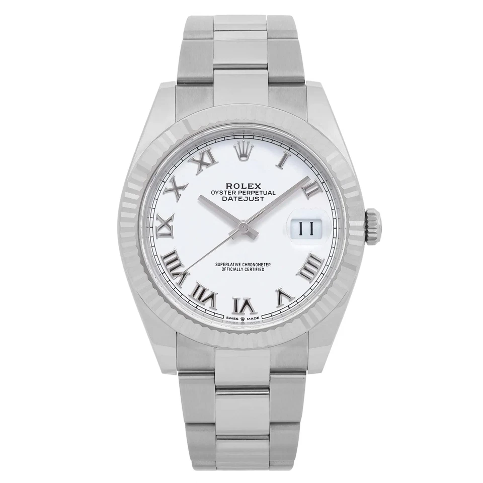 Rolex Datejust 41 Steel 18K White Gold White Dial Mens Automatic Watch 126334