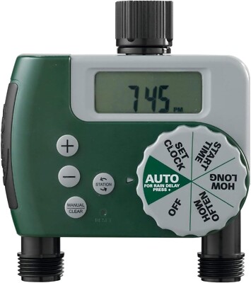 Orbit 58910 2 Outlet Programmable Hose Faucet Timer - Green