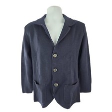 Maurizio Baldassari Brera Heavy Blue Wool Knit Swacket Blazer Cardigan 48 S / M