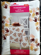 Celebrate Valentine's Day PEVA Vinyl Hand Hearts Tablecloth 60" X 102" Rectangle
