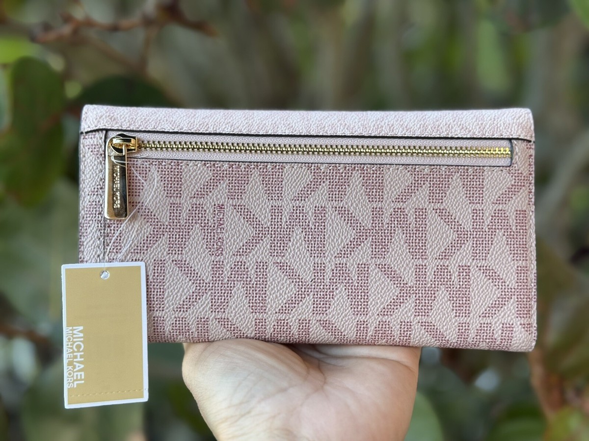 MICHAEL KORS JET SET TRAVEL LARGE TRIFOLD WALLET MK PINK BLUSH