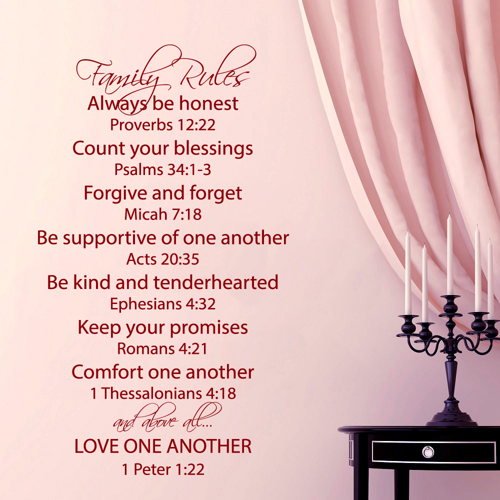 Family Rules Wall Decal Quote Love One Another Bible Verses Bedroom Decor  KY69