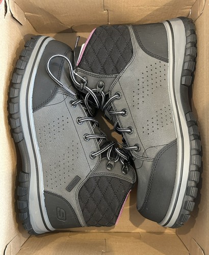 Skechers Women's Padded Collar Safety Boot Industrial Shoe-sz 9 Wide-Black/Gray - Picture 2 of 23