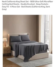Nestl California King Sheet Set - 1800 Ultra-Soft Microfiber Cal King Bed Sheets