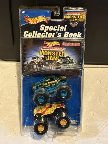 Vintage 2001 Hot Wheels Monster Jam Special Collector's Book 2 Truck Set NIP