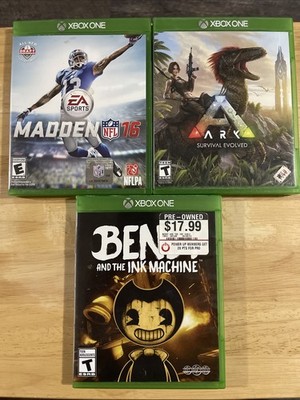 Xbox One Game Lot Bendy Ink Machine, Ark Survival Evolved & Madden 16 - Tested