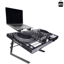 Adjustable Black DJ Controller and Laptop Stand - Perfect for Home or Club