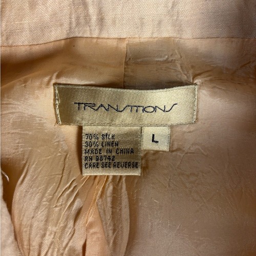 Transitions Peach Beige Women's Blazer Jacket 3 Button – Size L - Picture 6 of 6