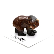 Little Critterz Bear - Grizzly Bear Cub "Yukon" - Miniature Porcelain Figurine