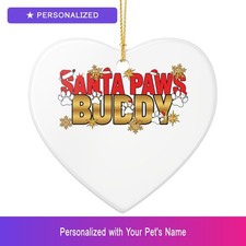 Custom Pet Paw Print Ornament Personalized Heart Shaped Pet Lover Gift Dog Owner