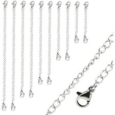 Naler Sliver Necklace Extenders, 10 Pieces Stainless Steel Chain Exten