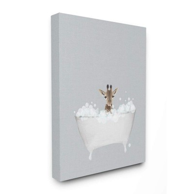Giraffe Blue Bath Cute Animal Design, Designed by Leah Straatsma Wall Art, 36...