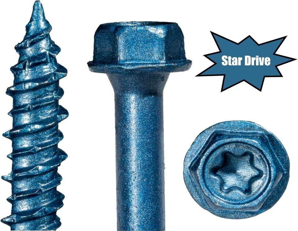 TorqueMaster Star Drive Hex Washer Head Masonry Screws, 50 Pieces with Driver Bi - Image 3 of 3