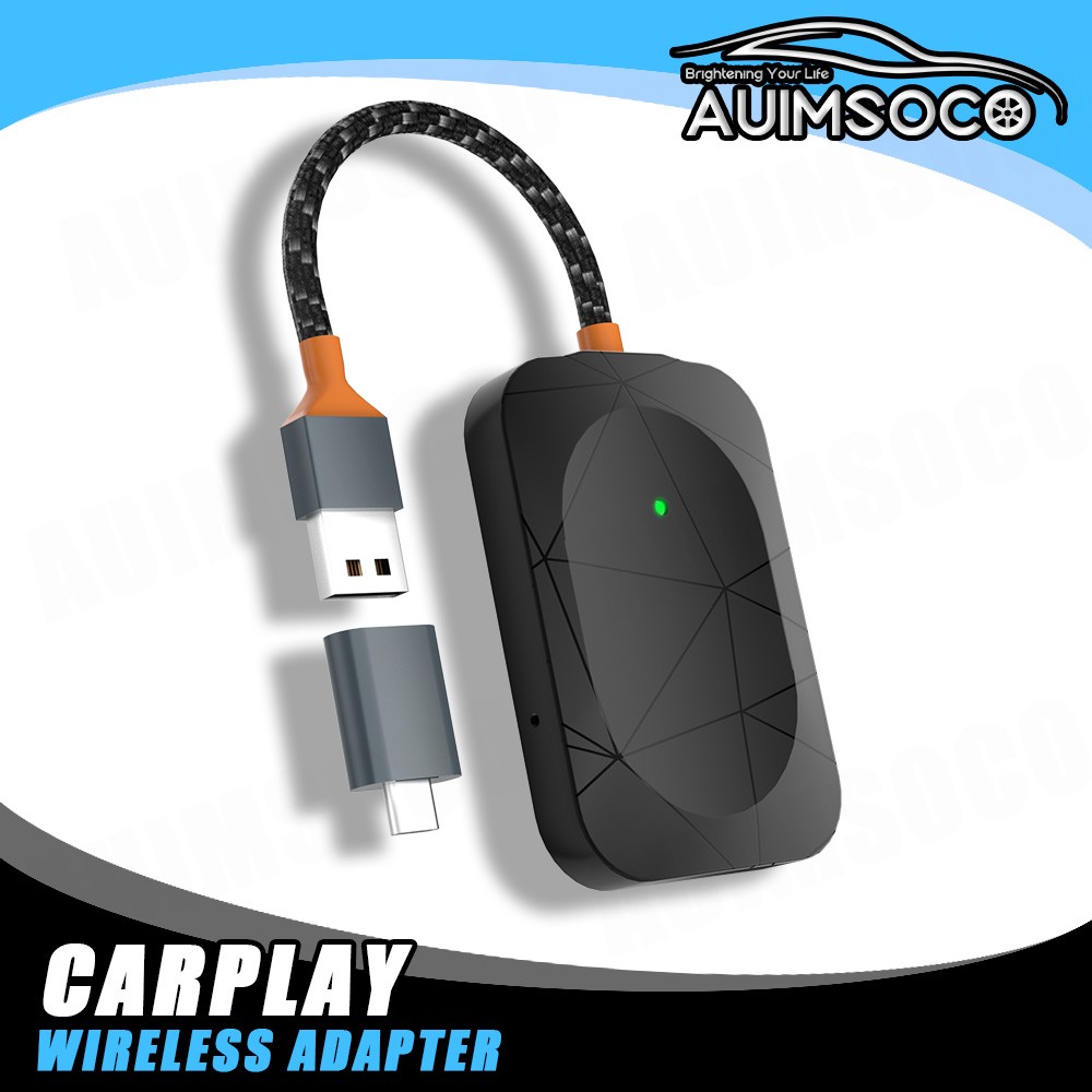 HBANMK Adattatore CarPlay Wireless per Toyota Yaris Corolla Prius Camry RAV4 Highlander, 2-in-1 Converte CarPlay Dongle da Cablato a Wireless, Plug And Play, Connessione Auto Stabile e Veloce