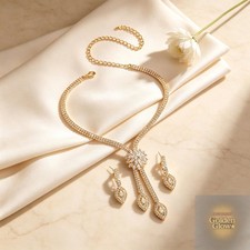 DEVINOTE Cubic Zirconia Wedding Jewelry Sets for Women Rhinestone Necklace Ea...