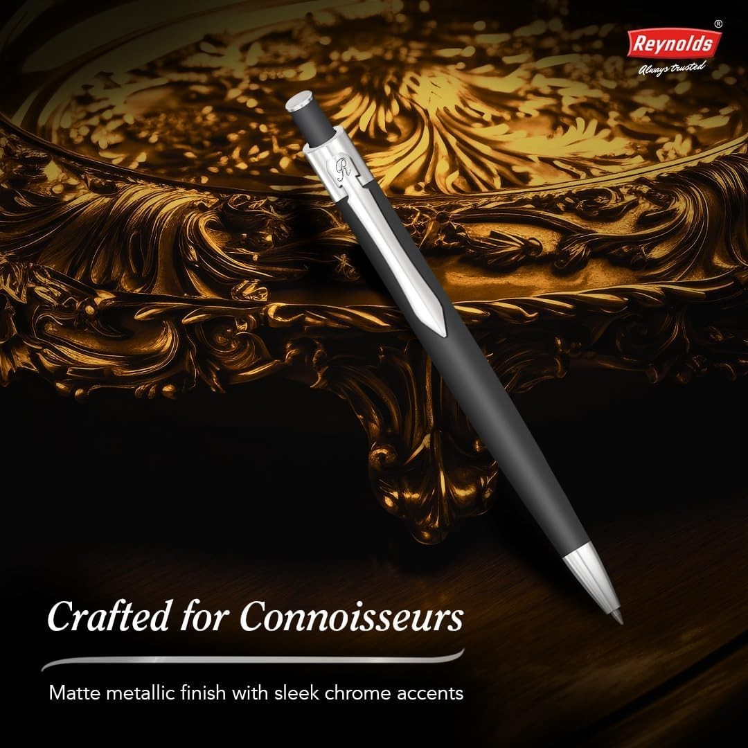 Reynolds Metal Pens (Iconic Onyx) With Comfortable Grip For Smooth Writing / FS
