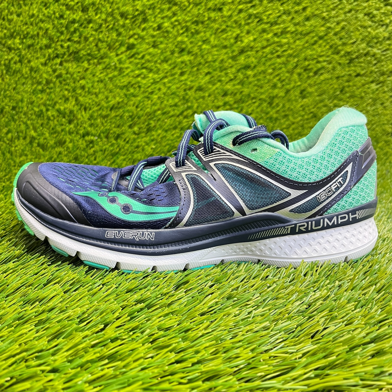 Saucony Triumph ISO 3 Womens Size 8 Blue Green Walking Running Shoes Sneakers thumbnail 3