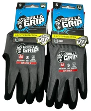 Gorilla Grip Gloves A5 Cut Protection Touchscreen Compatible Small 2 Pairs 22870