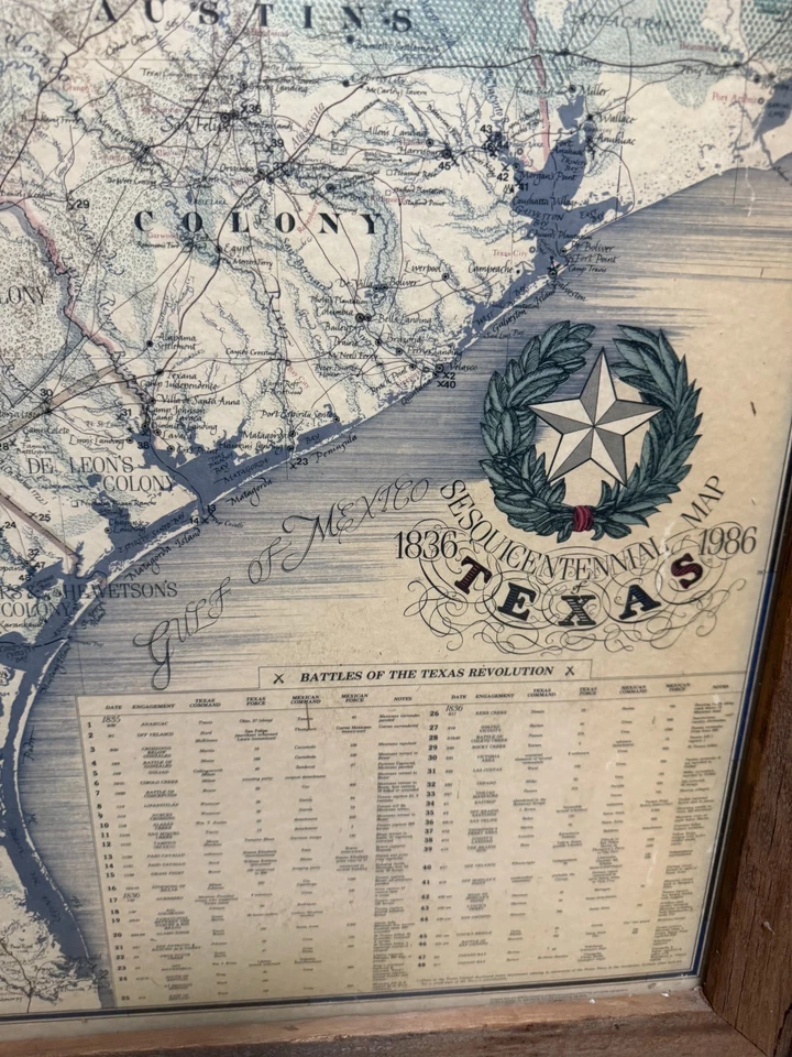 Vintage 1836 Revolutionary Map of Texas - Framed Historical Wall Art rustic - Image 4 of 4