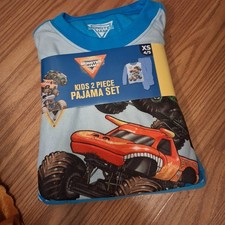 MONSTER JAM BOYS 2 PIECE PAJAMA SET LONG SLEEVE SIZE MEDIUM 4/5 TRUCK THEME NEW
