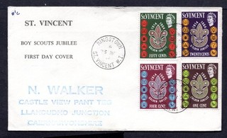 St Vincent 1964 50th Anniversary of Boy Scouts First Day Cover