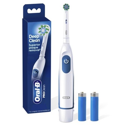 Oral-B Pro 100 3D White, Battery Toothbrush, 1 Count (Pack of 1), White/Blue