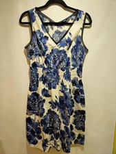 Simply Vera Wang Dress Womens M White Blue Floral Knee Length Coastal Cottage