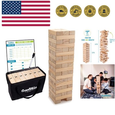 Giant Tumbling Timber Toy -  Pine Wood Life-Size Blocks Tower - Big Floor/Boa...