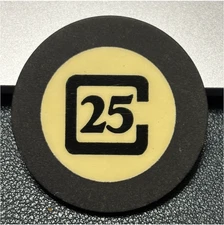 C25 ANTIQUE GAMING CASINO POKER CHIP USPC VINTAGE CLAY CHIP CALIFORNIA 1933