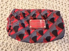Marc by Marc Jacobs Quilted Cosmetic Case Geometric Print Red Gray