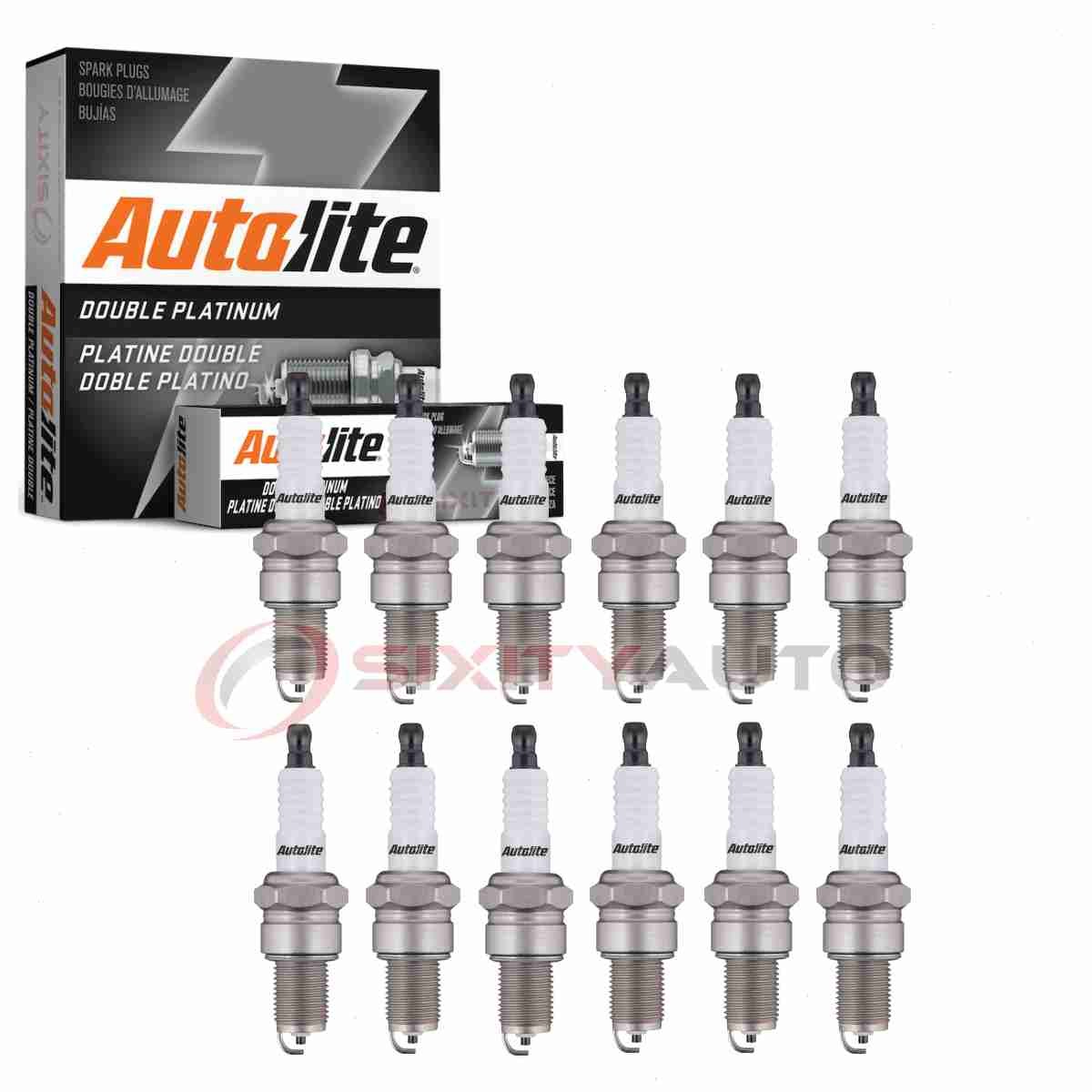 12 pc Autolite Double Platinum Spark Plugs for 1966-1973 Lamborghini Miura jd