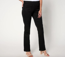 Belle by Kim Gravel Petite TripleLuxe Twill Boot Cut Jean , Black Sz 8P a65364