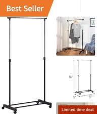 Chrome Adjustable Clothes Rack - Stylish Storage on Rolling Casters for Easy Use
