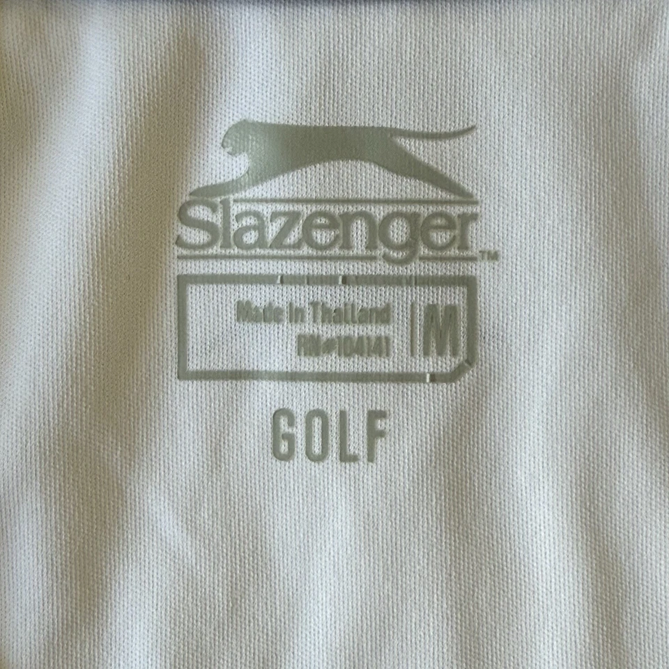 Camiseta de Golf Slazenger M Blanca Tanque Media Cremallera Elastizada Borde Negro Logo Polo Atlético Foto 2 de 4