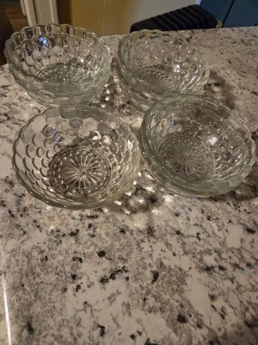 7 Vtg. Anchor Hocking Bubble Clear depression glass bowls