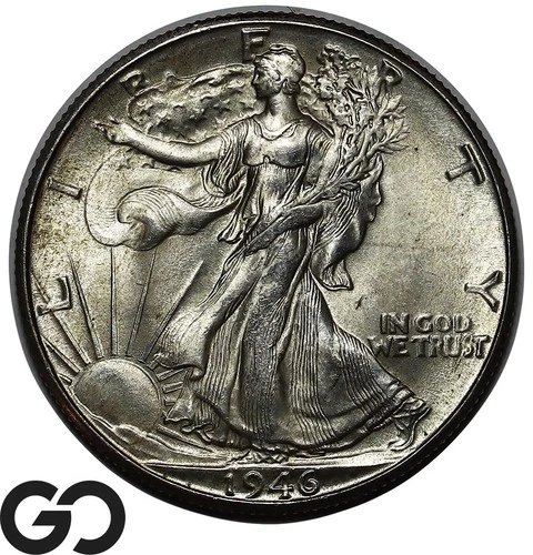 1946-D Walking Liberty Half Dollar, Beautiful Superb Gem BU++