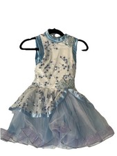 Weissmann Tap Ballet Jazz Dance Costume Girls XS 2T Blue White Blossom GUC
