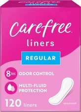 Carefree Acti-Fresh Panty Liners, Soft Flexible Feminine Care Protection, 120 ct