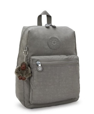 New Kipling Rylie Omo Cloudy Gray 15'' Backpack Full Size Bag Monkey Keychain NWT