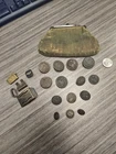 Lot of WW1 Military Buttons A Belt Buckle and Pouch. WW1 Era