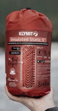 Klymit Insulated Static V Sleeping Pad Durable Inflatable Camping Mattress Red