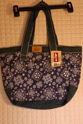 Levi's Women's Distressed Denim Top Handle Shoulder Bag Red Tab, Blue New w Tags