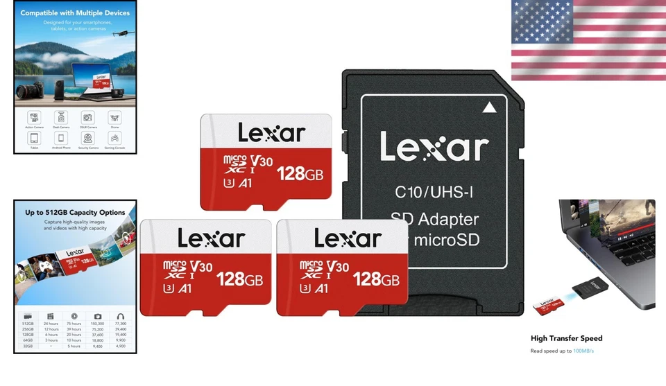 128GB UHS-I Micro SD Card Trio - Waterproof and Shockproof for Reliable Storage - Image 2 of 4