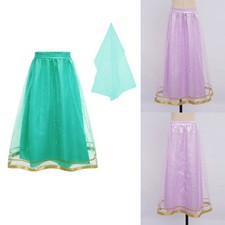 Kids Girls Indian Ethnic Wedding Lehenga Dots Sequins Tulle Skirt with Scarf