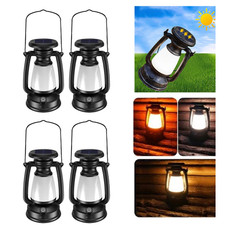 4 Pack Solar Lantern Outdoor Hanging Lights Vintage Led Waterproof Camping Lamps