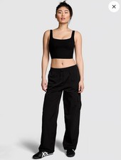 PINK Victoria  s Secret Parachute Cargo Pants Black Women  s XS